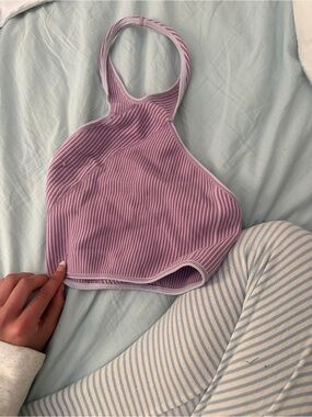 Urban Outfitters Lavender Ribbed Halter Crop Top